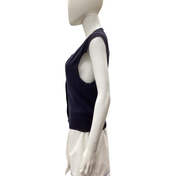 Stella McCarthy Vest Women’s Size S Cotton/Cashmere/Silk Made In Italy Navy Blue - Picture 3 of 5